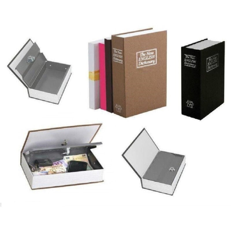 foto del prodotto trade shop traesio cassaforte di sicurezza finto libro piccolo soldi e salvadanaio 2 chiavi 