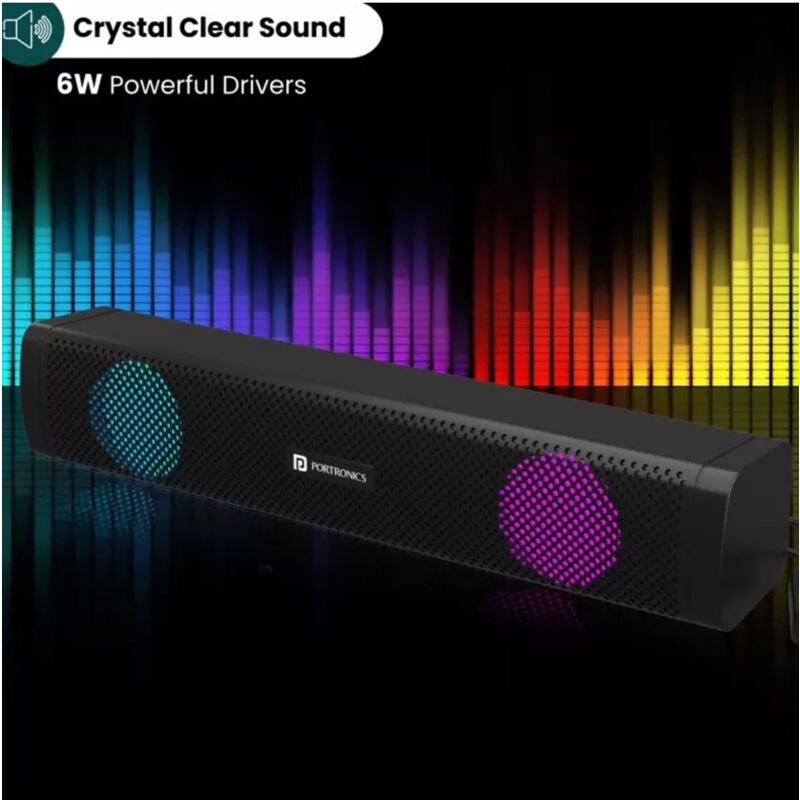 foto del prodotto trade shop traesio casse audio soundbar aux usb speaker altoparlanti con luce rgb per pc notebook 