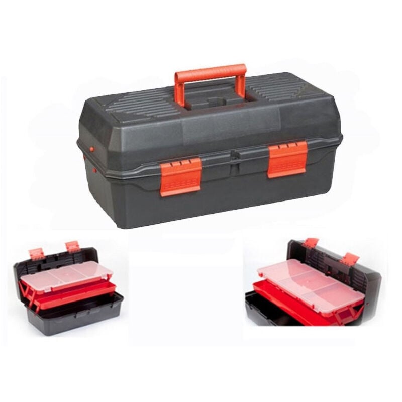foto del prodotto trade shop traesio cassetta 43cm 17 porta utensili valigetta borsa attrezzi in plastica minuteria scomparti interni 