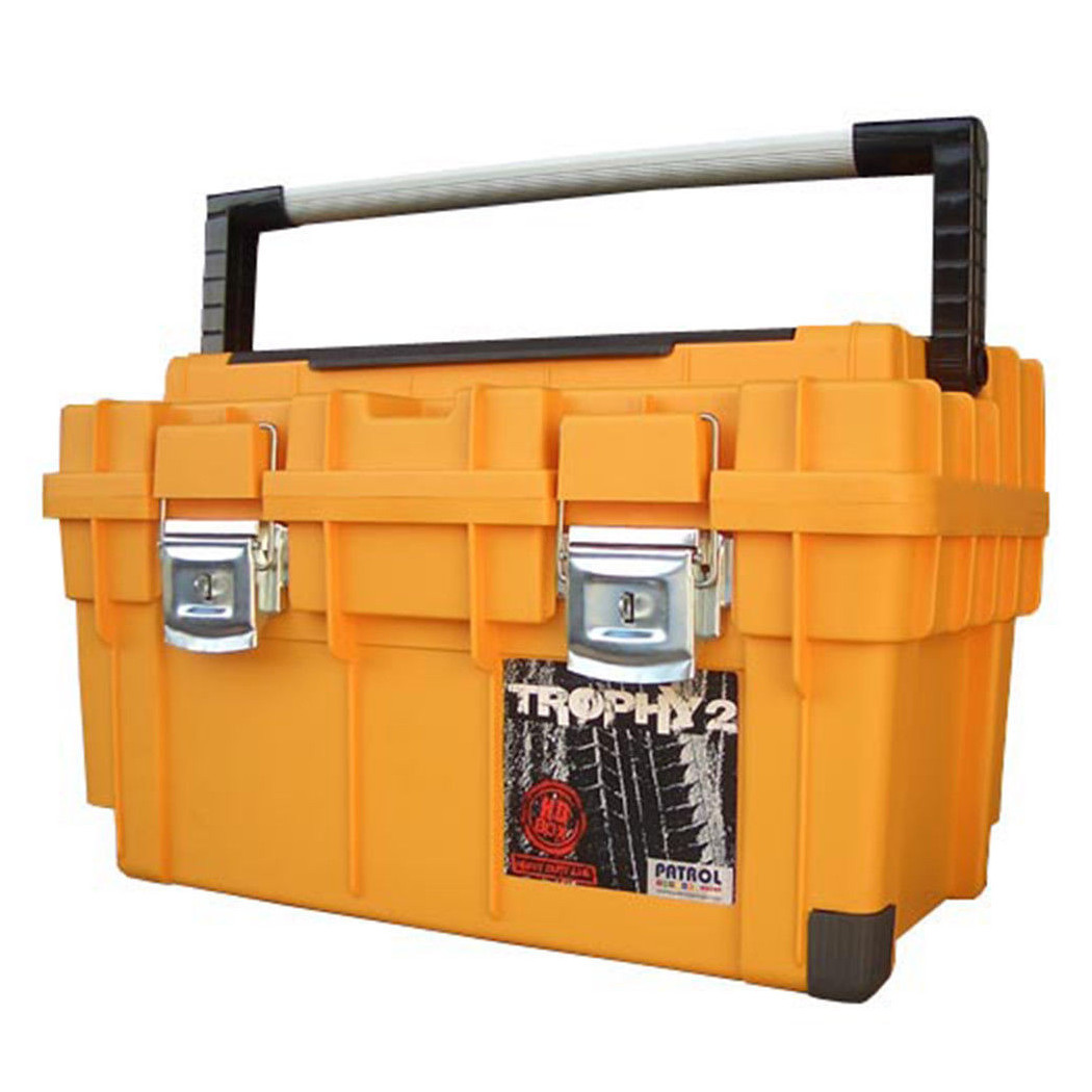 foto del prodotto trade shop traesio cassetta attrezzi grande trophy 2 hd box portautensili 3 colori arancione