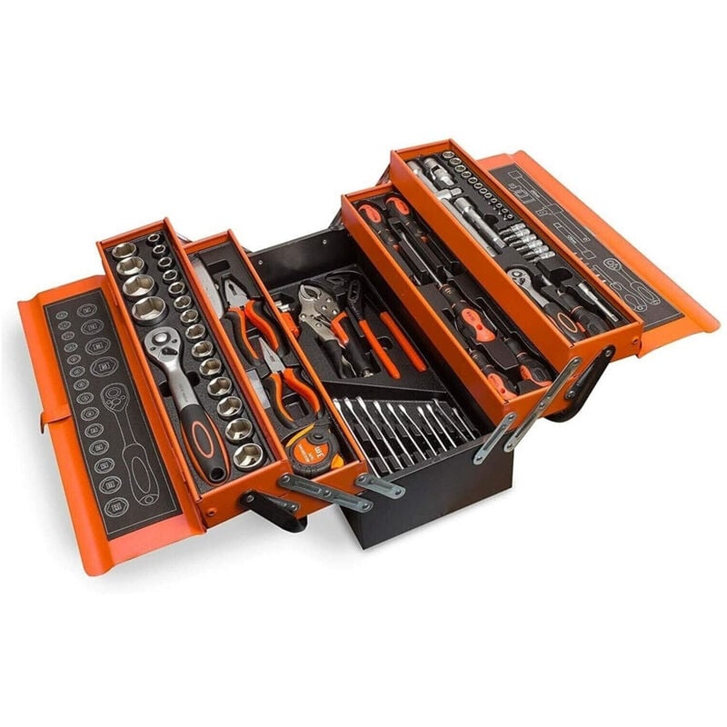 foto del prodotto trade shop traesio cassetta attrezzi valigetta porta utensili 85 pezzi completa professional tools 
