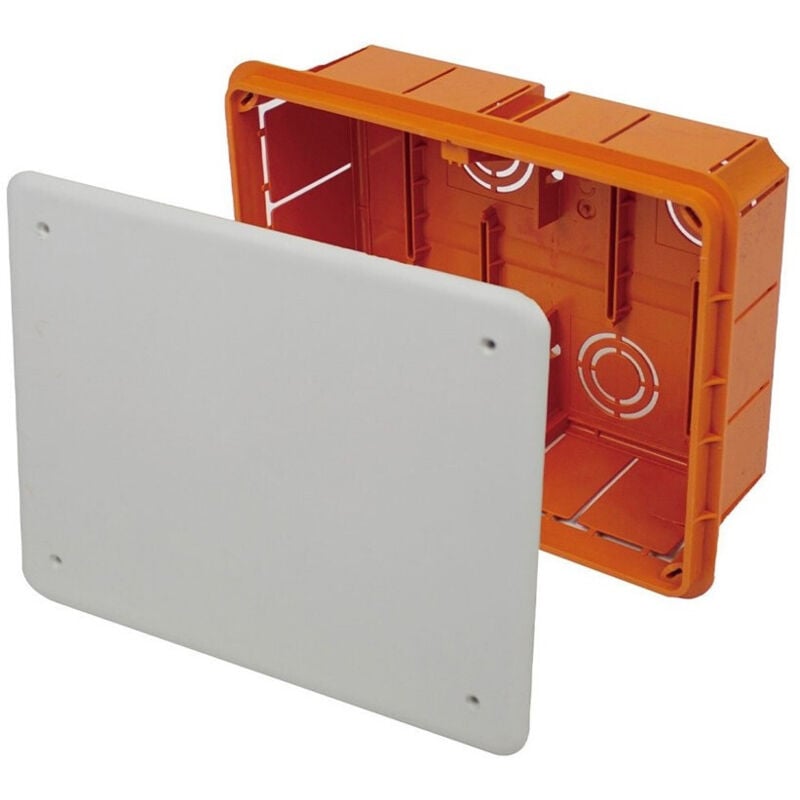 foto del prodotto trade shop traesio cassetta di derivazione da incasso muro con coperchio e viti 294x152x70mm 27008 