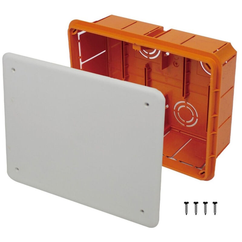foto del prodotto trade shop traesio cassetta di derivazione incasso muro ip40 con coperchio viti 160x130x70mm 27007 