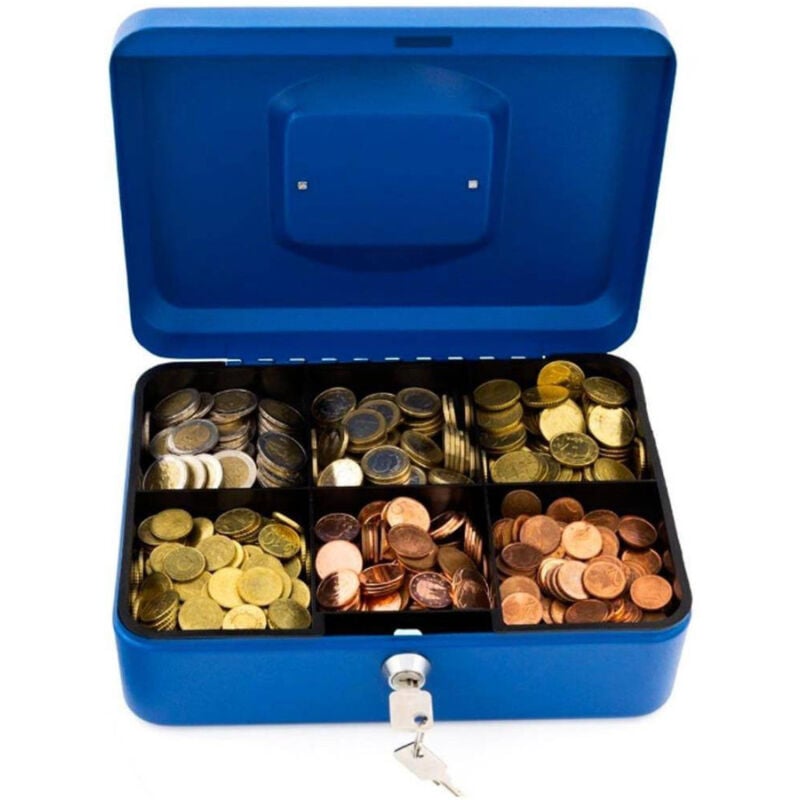 foto del prodotto trade shop traesio cassetta di sicurezza portavalori con vassoio portamonete 2 chiavi 30 x 24 cm 