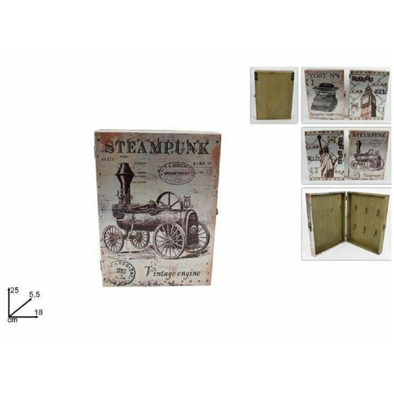 foto del prodotto trade shop traesio - cassetta portachiavi porta chiavi fantasia vintage in legno arredamento casa -