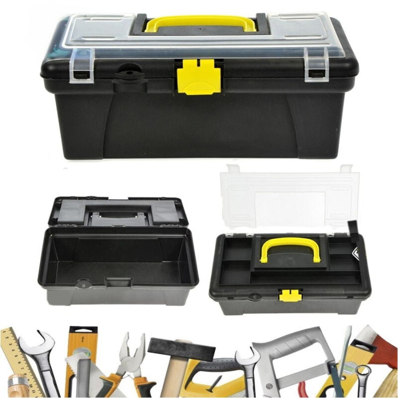 foto del prodotto trade shop traesio cassetta portautensili 2 scomparti in plastica valigetta attrezzi minuterie 30cm 