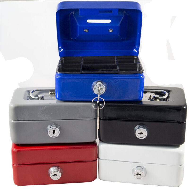 foto del prodotto trade shop traesio - cassetta portavalori di sicurezza portamonete banconote con chiave 250x200x90 -