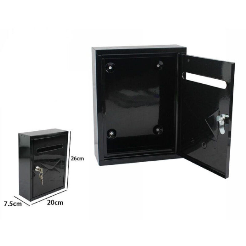 foto del prodotto trade shop traesio cassetta posta postale box lettere in metallo da esterno nera 26x20x7.5cm 64912 