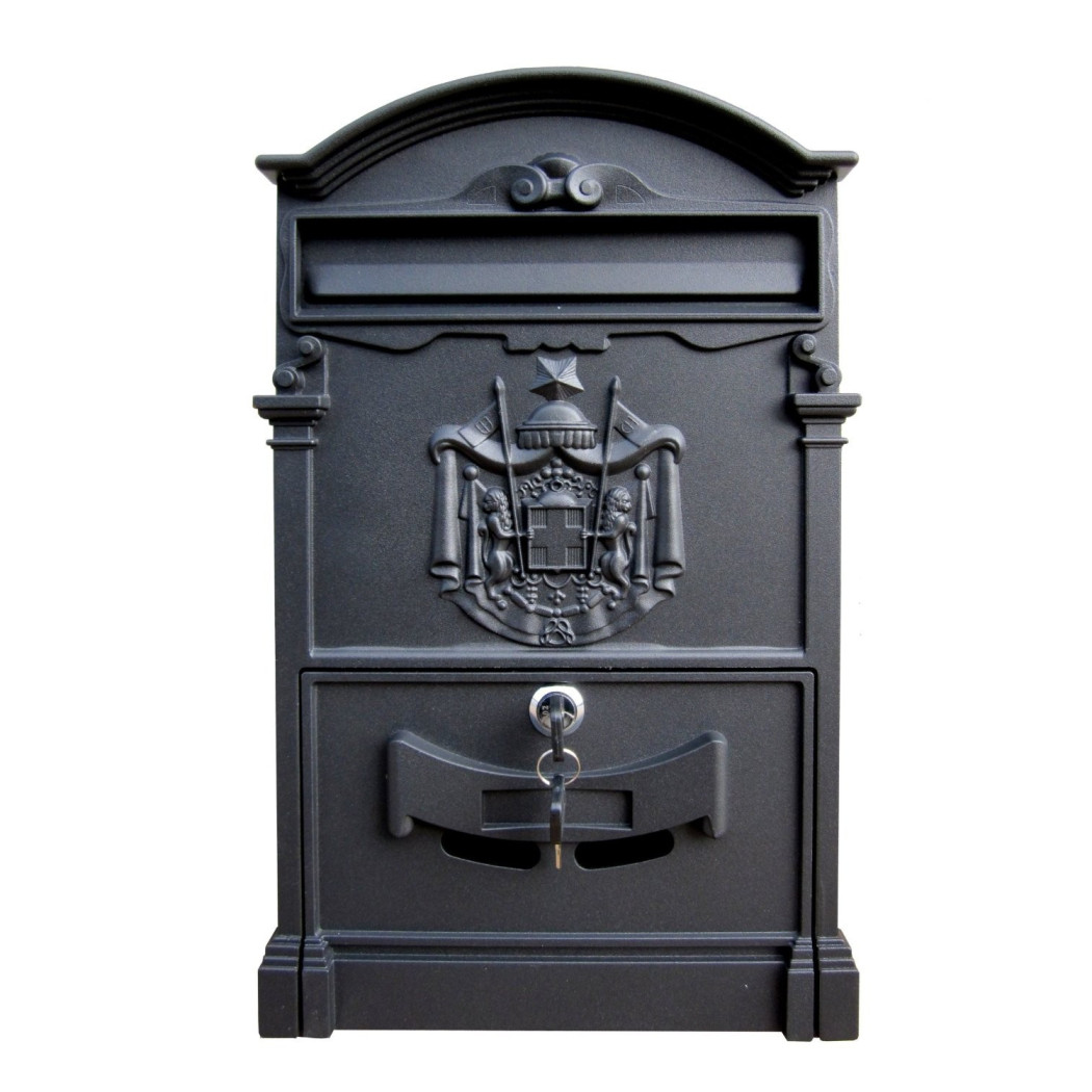 foto del prodotto trade shop traesio cassetta postale buca lettere in stile antico classico in alluminio verniciato antracite