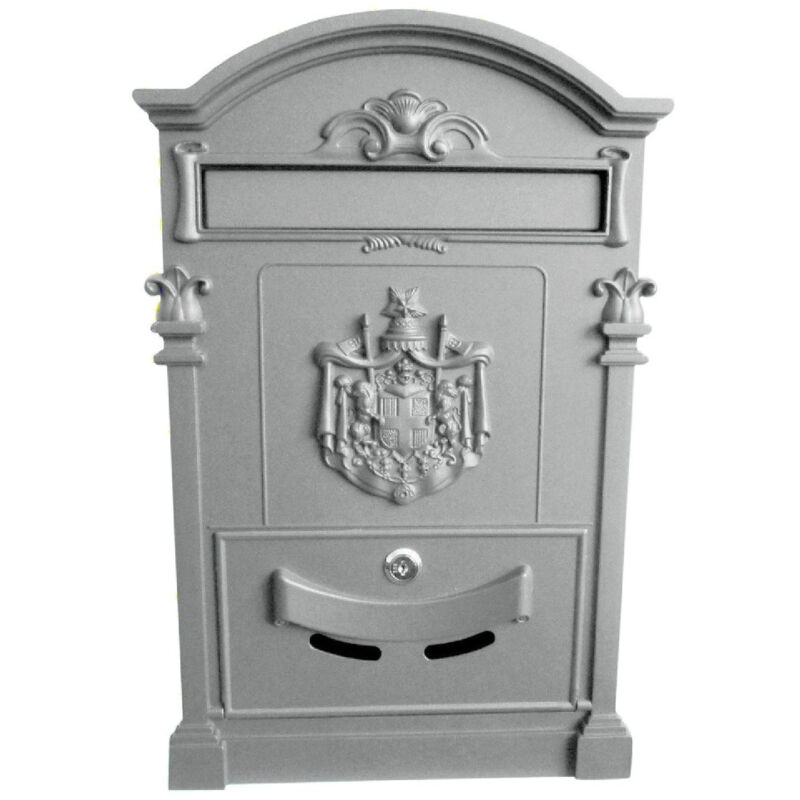 foto del prodotto trade shop traesio cassetta postale buca lettere in stile antico classico in alluminio verniciato argento