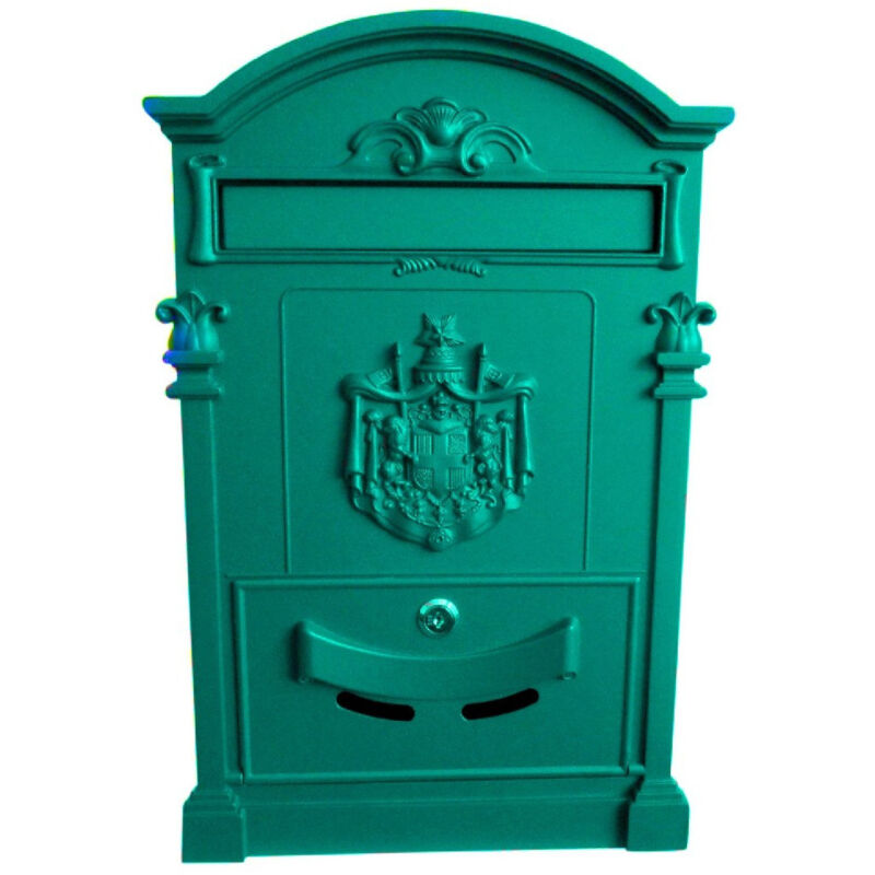 foto del prodotto trade shop traesio cassetta postale buca lettere in stile antico classico in alluminio verniciato azzurro