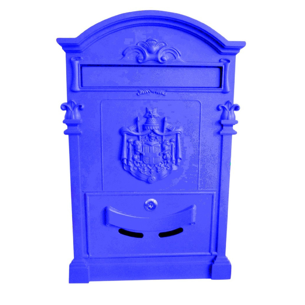 foto del prodotto trade shop traesio cassetta postale buca lettere in stile antico classico in alluminio verniciato blu