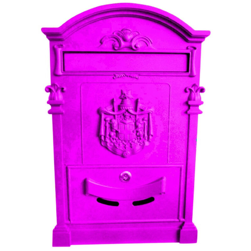 foto del prodotto trade shop traesio cassetta postale buca lettere in stile antico classico in alluminio verniciato fucsia