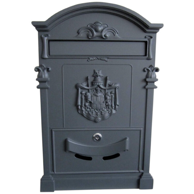 foto del prodotto trade shop traesio cassetta postale buca lettere in stile antico classico in alluminio verniciato grigio
