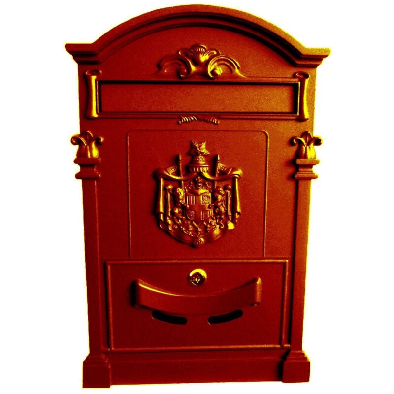 foto del prodotto trade shop traesio cassetta postale buca lettere in stile antico classico in alluminio verniciato marrone