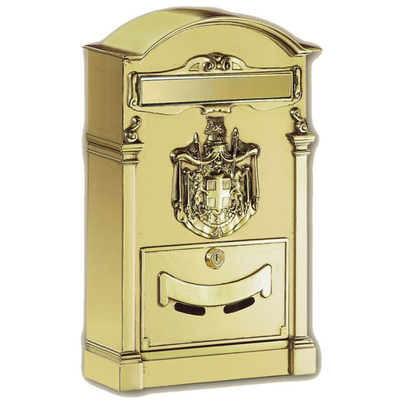 foto del prodotto trade shop traesio cassetta postale buca lettere in stile antico classico in alluminio verniciato oro