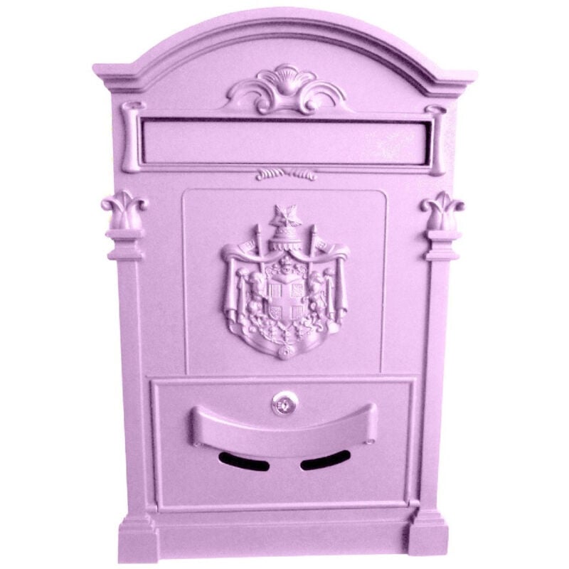 foto del prodotto trade shop traesio cassetta postale buca lettere in stile antico classico in alluminio verniciato rosa
