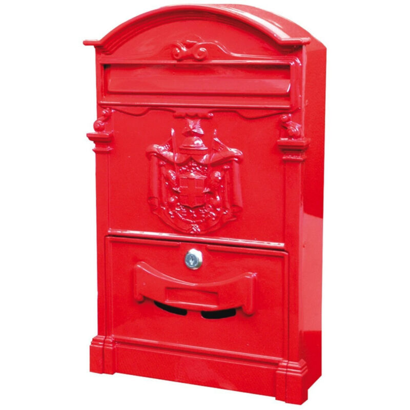 foto del prodotto trade shop traesio cassetta postale buca lettere in stile antico classico in alluminio verniciato rosso