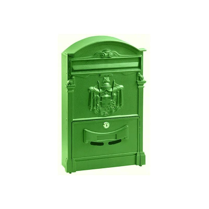 foto del prodotto trade shop traesio cassetta postale buca lettere in stile antico classico in alluminio verniciato verde