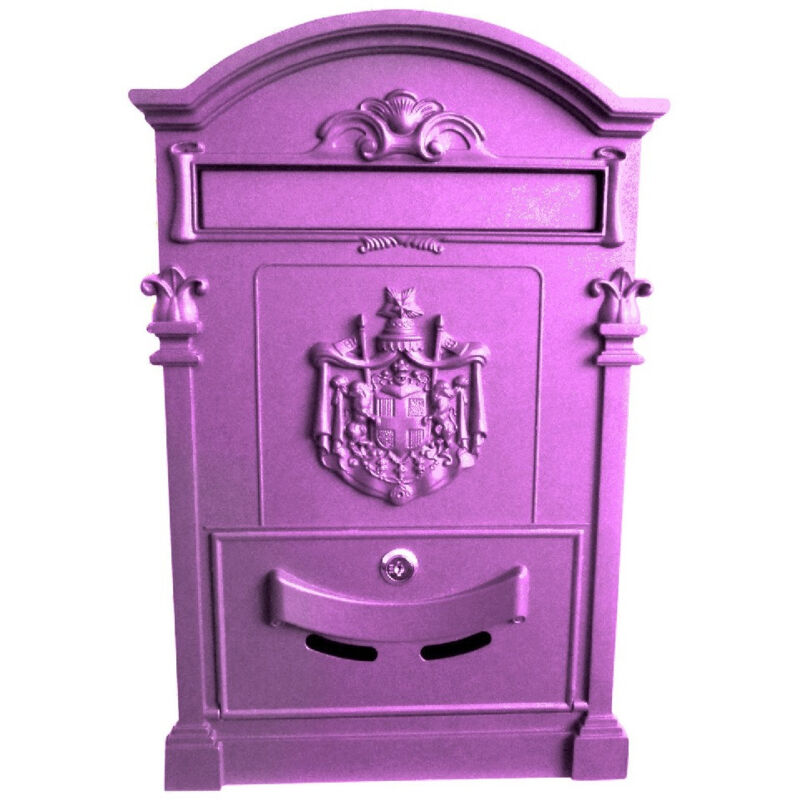 foto del prodotto trade shop traesio cassetta postale buca lettere in stile antico classico in alluminio verniciato viola