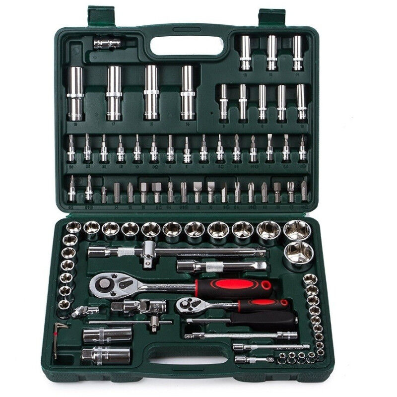 foto del prodotto trade shop traesio cassetta valigetta set cricchetto 94 pz kf 94 acciaio cromo vanadio 1 2 1 4 