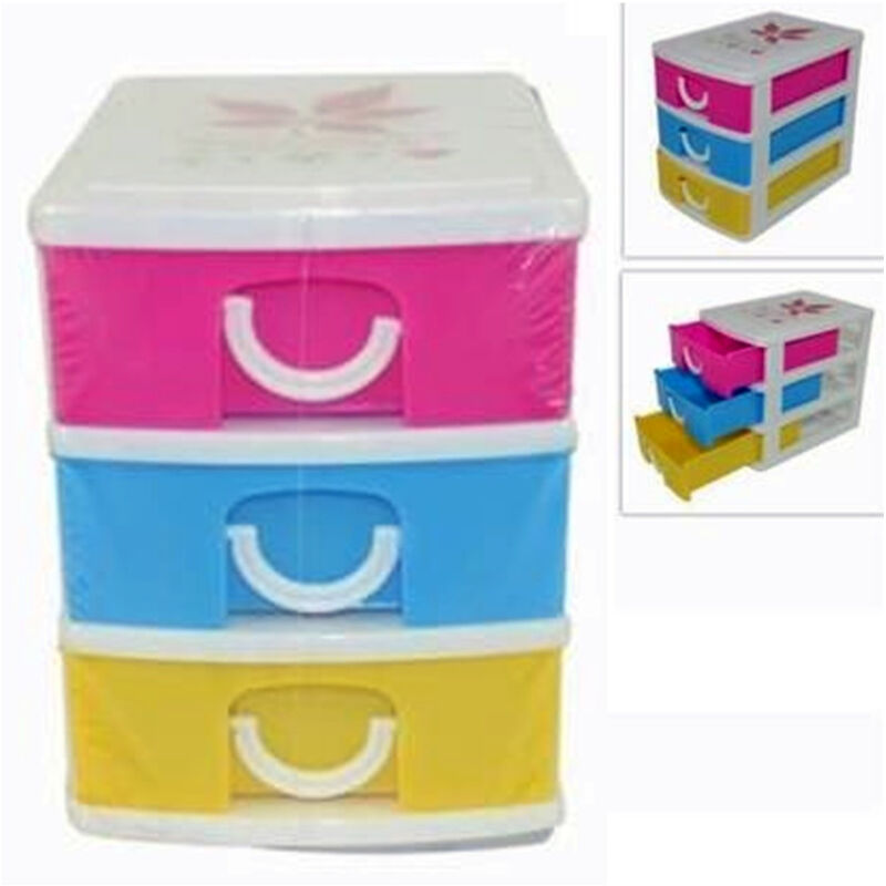 foto del prodotto trade shop traesio cassettiera piccola 3 cassetti 11,5x13x9cm colorata multiuso minuteria 