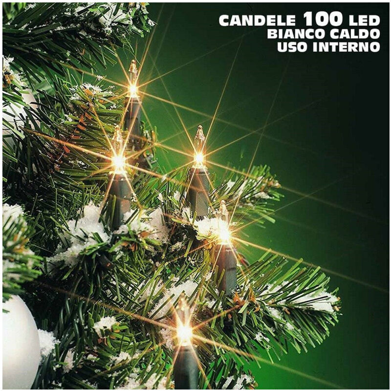 foto del prodotto trade shop traesio - catena candele natalizie 100 led bianco caldo 942cm uso interno decoro natale -