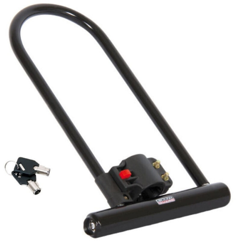 foto del prodotto trade shop traesio - catena lucchetto antifurto per bici moto scooter anti taglio forma u 180x240 mm -
