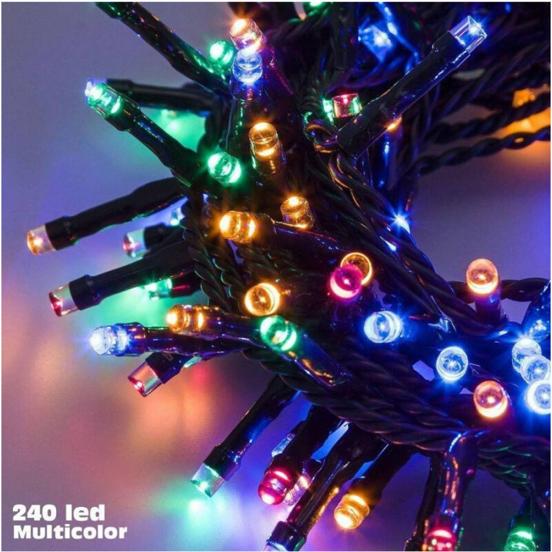 foto del prodotto trade shop traesio catena luci a led luminosa natalizia metri 240 led multicolor con 7 giochi luce 