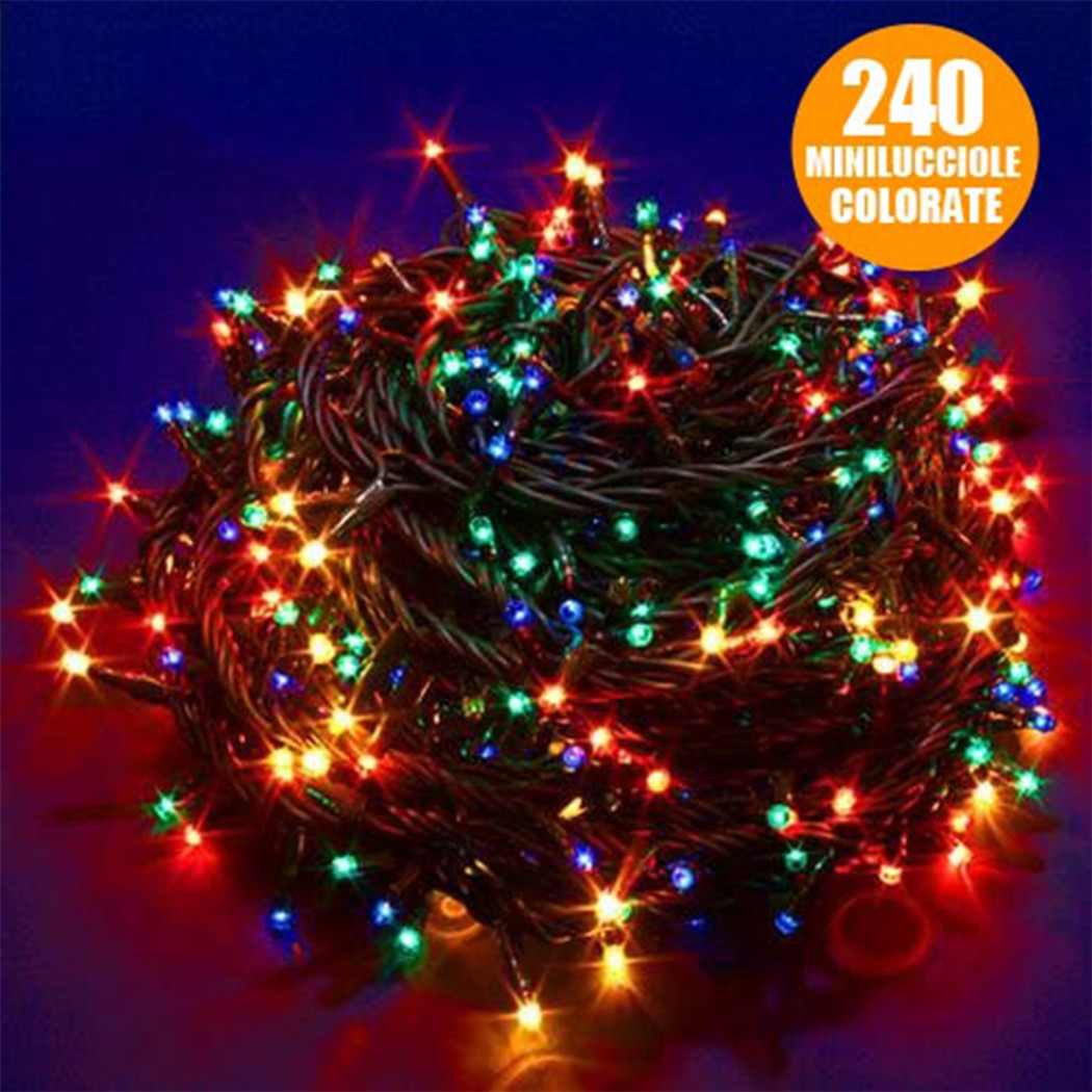 foto del prodotto trade shop traesio catena luci natalizia 11 metri 300 minilucciole 3 vie multicolor con controller 