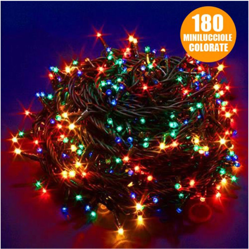 foto del prodotto trade shop traesio catena luci natalizia 9 metri 180 minilucciole 3 vie multicolor con controller 