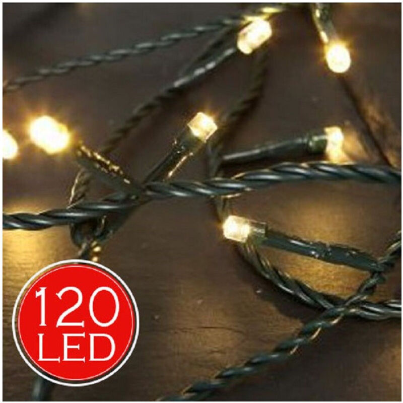 foto del prodotto trade shop traesio catena luminosa 14,5mt luci natale 120 led bianco caldo luminar interno esterno 