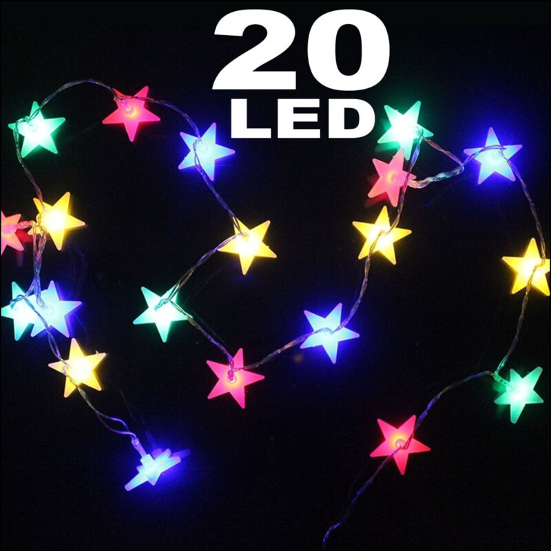 foto del prodotto trade shop traesio catena luminosa 20 led luci multicolor stelle a batteria lampadine lucciole 