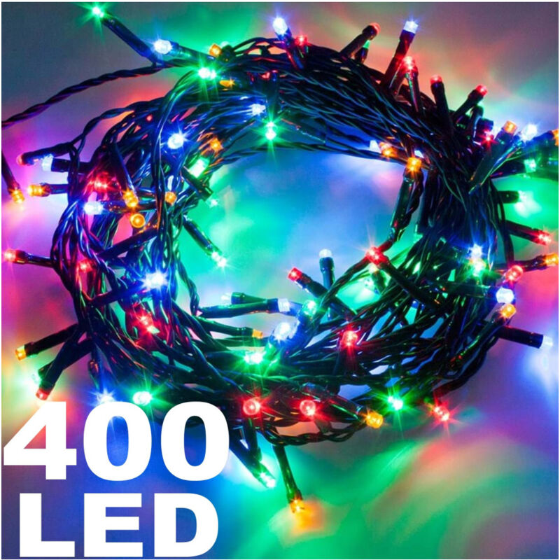 foto del prodotto trade shop traesio catena luminosa 400 luci led lucciole multicolore controller 8 funzioni interno 