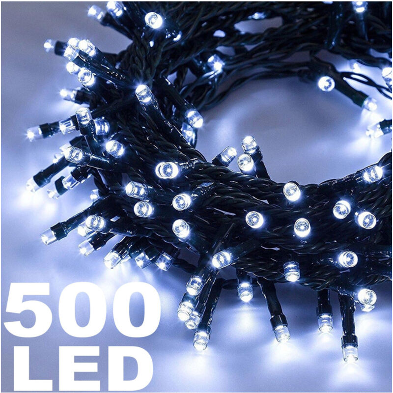 foto del prodotto trade shop traesio catena luminosa 500 luci led lucciole colore bianco con controller uso interno 