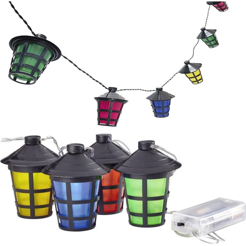 foto del prodotto trade shop traesio catena luminosa a batterie 10 lampioncini a led per uso interno ed esterno party 