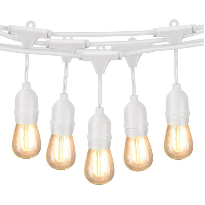 foto del prodotto trade shop traesio catena luminosa da esterno modulare 10 lampadine e27 cavo 10 metri ip65 bianco 
