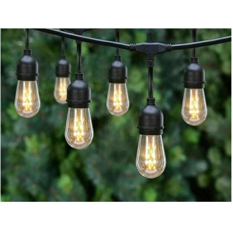 foto del prodotto trade shop traesio - catena luminosa da esterno modulare 10 lampadine e27 cavo 10 metri ip65 nero -