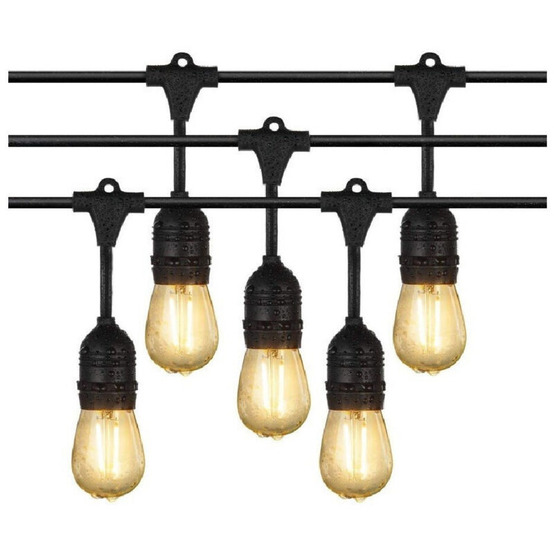 foto del prodotto trade shop traesio catena luminosa esterno ip44 cordoniera portalampada a cascata 10xe27 11mt st ap nero