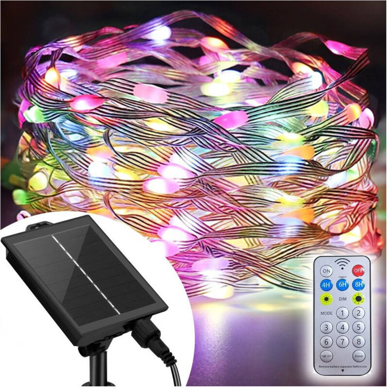 foto del prodotto trade shop traesio catena luminosa microled da 10mt 100led con pannello solare ricaricabile esterno 