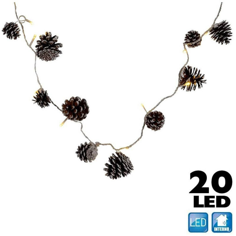foto del prodotto trade shop traesio catena luminosa pigne natalizie 20 led colore bianco caldo cavo 3 mt decorazioni 