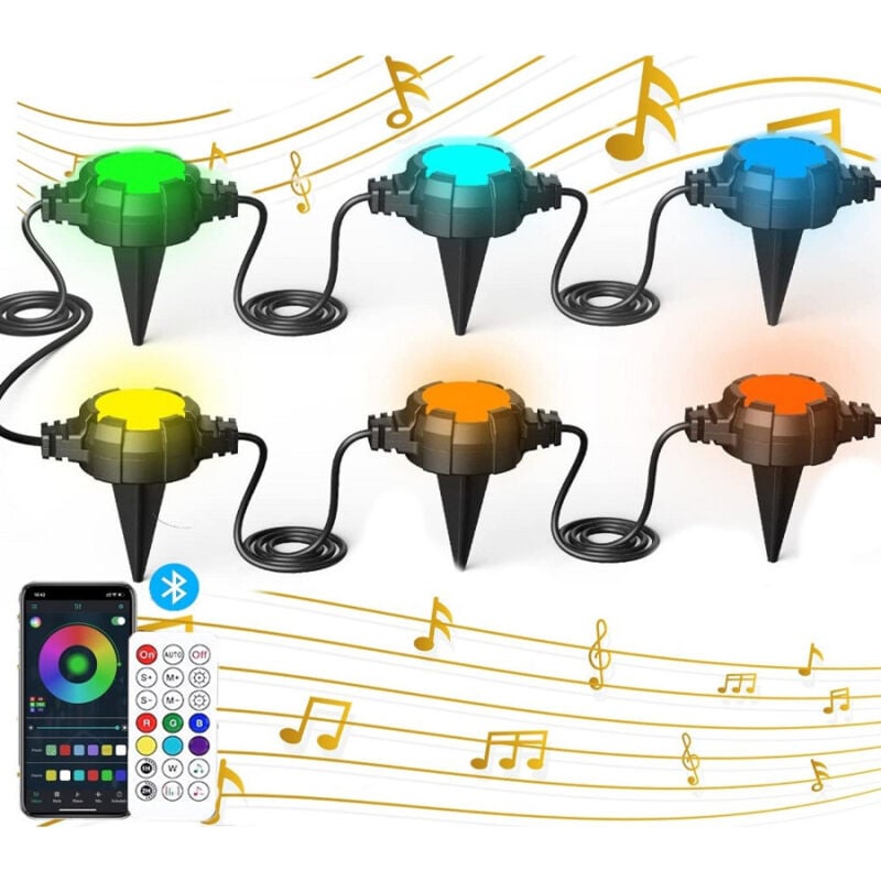 foto del prodotto trade shop traesio catena luminosa solare crepuscolare led rgb rgbw smart bluetooth ip65 luce 13 mt 