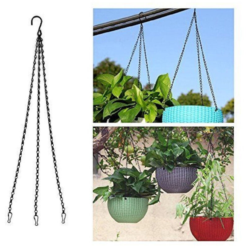 foto del prodotto trade shop traesio catena nera gancio per appendere vaso fiori piante fioriera lunghezza 40 cm 