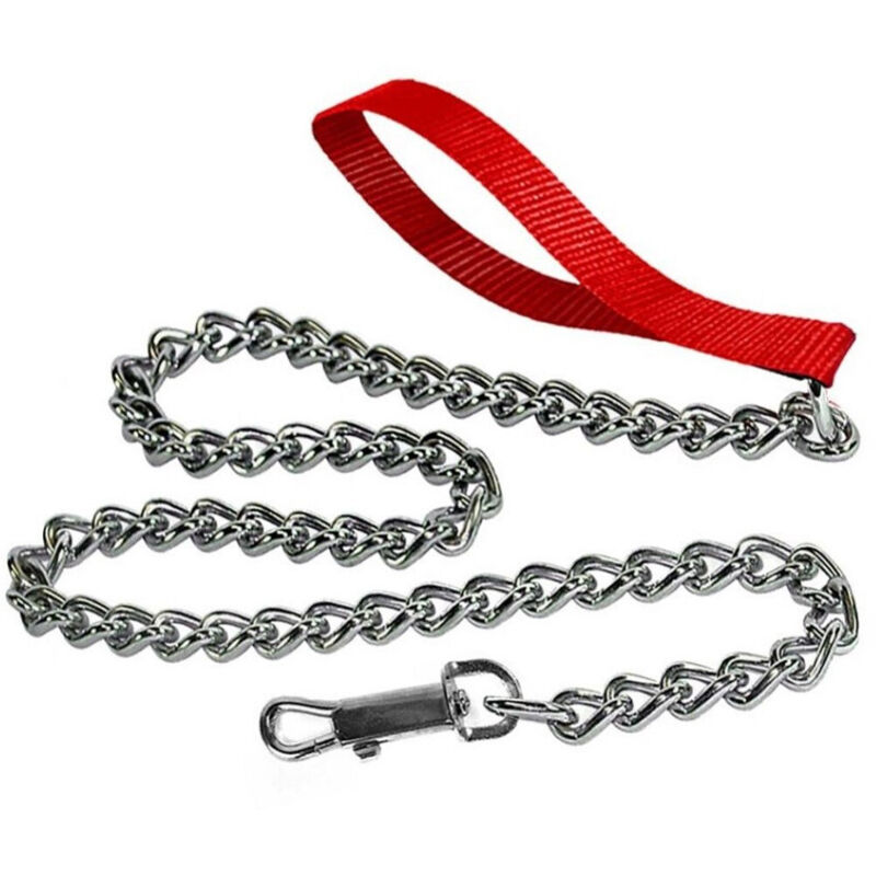 foto del prodotto trade shop traesio catena per cane guinzaglio cani 120x1x1,5cm con gancio acciaio e maniglia nylon 