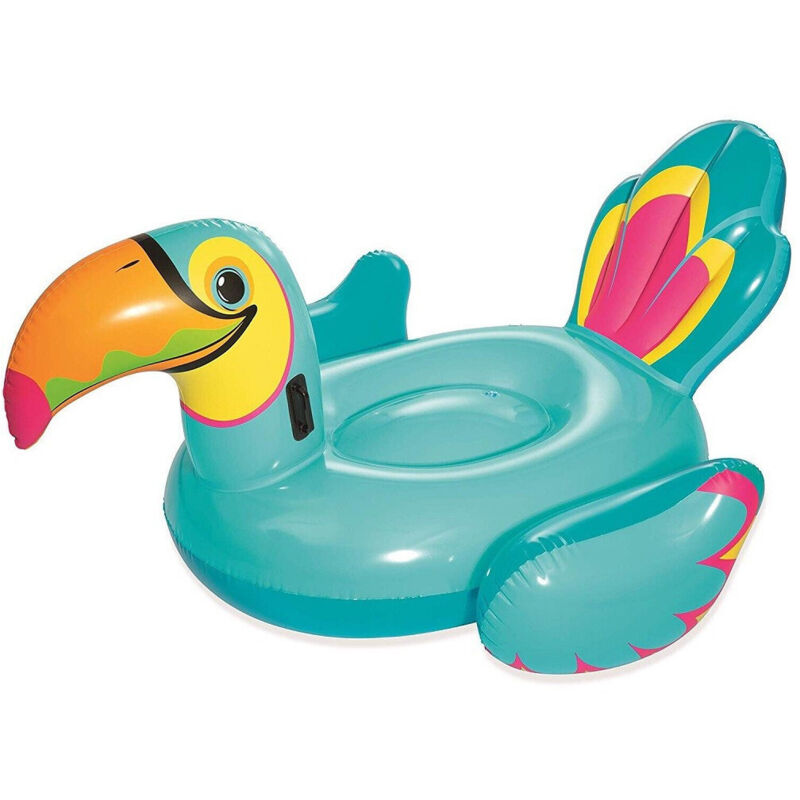 foto del prodotto trade shop traesio cavalcabile a forma di tucano gonfiabile gigante 207 x 150 cm 41126 mare piscina 