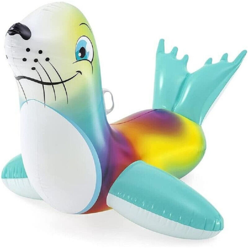 foto del prodotto trade shop traesio cavalcabile gonfiabile a forma di foca allegra bambini 157x114cm maniglie 41479 