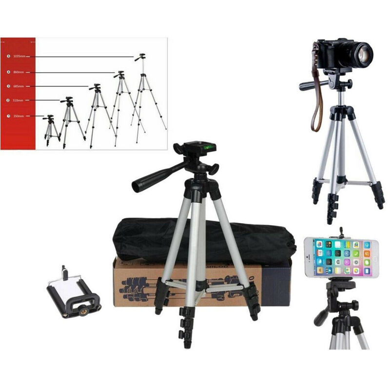 foto del prodotto trade shop traesio - cavalletto universale fotocamera treppiedi tripode supporto alluminio smartphone -