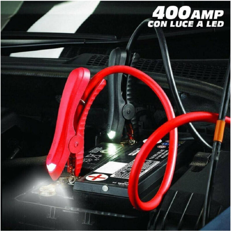 foto del prodotto trade shop traesio cavi batteria avviamento collegamento auto moto 400 amp con luce led jumper 