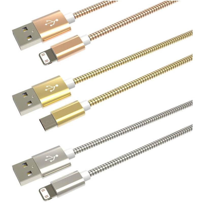foto del prodotto trade shop traesio cavo acciaio ricarica trasferimento dati smartphone iphone ipad usb resistente 