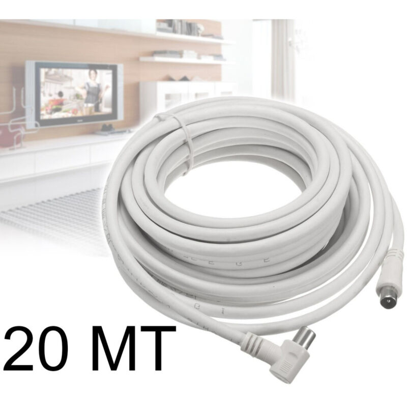 foto del prodotto trade shop traesio cavo antenna maschio femmina 20 metri per tv spinotto jack maschio femmina m f 
